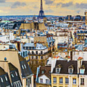 Eiffel Tower And Paris Skyline, France #1 Art Print