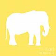 Elephant In Yellow And White Art Print
