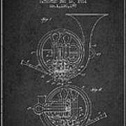 French Horn Patent From 1914 - Dark Art Print