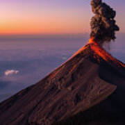 Fuego Volcano Erupting At Sunrise #1 Art Print