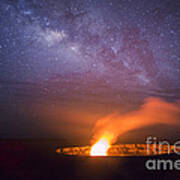 Halemaumau Crater And Milky Way Art Print