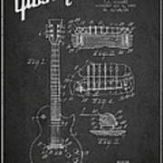 Mccarty Gibson Les Paul Guitar Patent Drawing From 1955 -  Dark Art Print