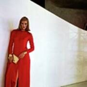 Patti Hansen Wearing A Red Dress #1 Art Print