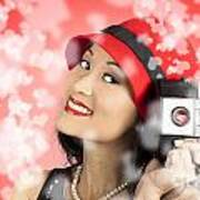 Photographer Woman With Camera. Photography Love #1 Art Print