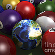 Pool Table With Balls And One #1 Art Print