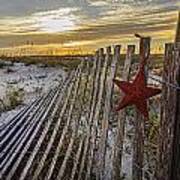 Red Star On Fence #1 Art Print