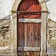 Red Wood Door Of The Medieval Village Of Pombal #2 Art Print