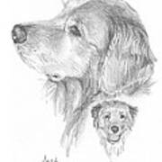 Retriever Dog Pencil Portrait Art Print