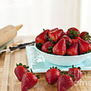 Ripe Strawberries In A Bowl On Counter #1 Art Print