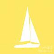 Sailboat In Yellow And White Art Print