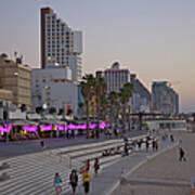 Seaside Promenade Of Tel Aviv At Dusk #1 Art Print