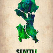 Seattle Watercolor Map #1 Art Print