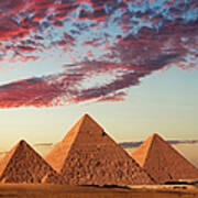 Sunset At The Pyramids, Giza, Cairo #1 Art Print