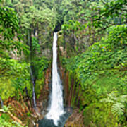 Tropical Waterfall In Volcanic Crater #1 Art Print