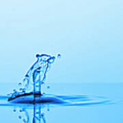 Water Drop Collision And Ripples, Blue #1 Art Print