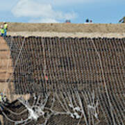 Workers Stabilising A Hillside #1 Art Print