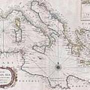 1745 Seale Map Or Chart Of The Mediterranean Sea Art Print