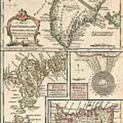 1747 Bowen Map Of The North Atlantic Islands Greenland Iceland Faroe Islands Art Print