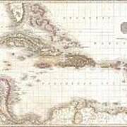 1818 Pinkerton Map Of The West Indies Antilles And Caribbean Sea Art Print
