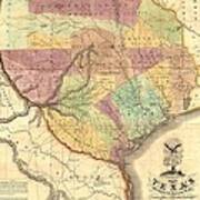 1837 Map Of The Republic Of Texas Art Print