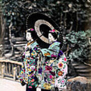 1870 Two Geisha Girls Under Umbrella Art Print