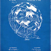 1886 Terrestro Sidereal Globe Patent Artwork - Blueprint Art Print