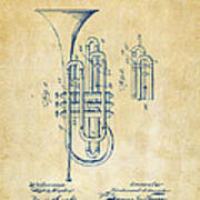 1906 Brass Wind Instrument Patent Artwork Vintage Art Print
