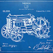 1919 Henry Ford Tractor Patent Blueprint Art Print