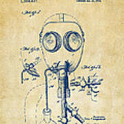 1921 Gas Mask Patent Artwork - Vintage Art Print