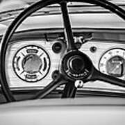 1935 Auburn 851 Supercharged Boattail Speedster Steering Wheel -0862bw Art Print