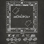 1935 Monopoly Game Board Patent Artwork - Gray Art Print