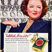 1938 - Lucky Strike Cigarettes Advertising - Myrna Loy - Color Art Print