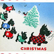 1940 Vintage Christmas Card Art Print