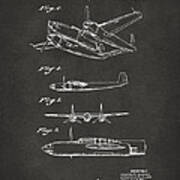 1944 Howard Hughes Airplane Patent Artwork 2 - Gray Art Print