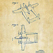1944 Howard Hughes Airplane Patent Artwork Vintage Art Print