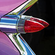 1959 Pink Cadillac Dual Bullet Tail Lights Art Print