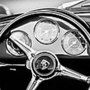 1960 Porsche 356 B Roadster Steering Wheel Emblem -1096bw Art Print