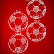 1964 Soccerball Patent Artwork - Red Art Print