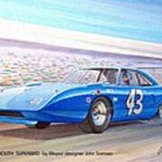 1970 Superbird Petty Nascar Racecar Muscle Car Sketch Rendering Art Print
