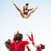 Cheerleaders Throw Up A Girl In The Air #2 Art Print
