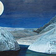 Cold Water Passage Beneath Full Moon Art Print