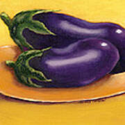2 Eggplants On A Plate Art Print
