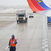 Ground Crew Worker At Chicago Airport #2 Art Print