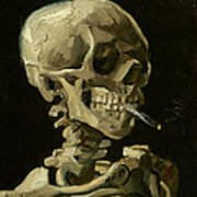 Head Of A Skeleton With A Burning Cigarette #2 Art Print