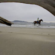 Horseback Rider On Beach In Maine, Usa #2 Art Print