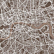 London England Street Map #2 Art Print