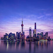 Panoramic Skyline Of Shanghai #2 Art Print