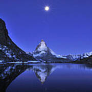 The Matterhorn And Riffelsee Lake #2 Art Print