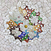 Trencadis Mosaic In Park Guell In Barcelona #3 Art Print