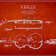 Vintage Violin Patent Drawing From 1928 #3 Art Print